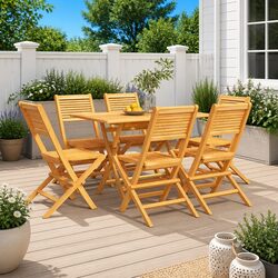 Teak Wood 7 Piece Garden Dining Set for Outdoor Enjoyment