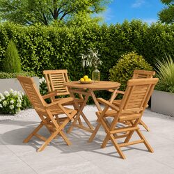 Durable 5-Piece Outdoor Dining Set with Folding Table