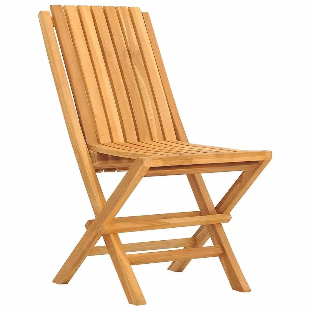 Teak Wood 5-Piece Garden Dining Set with Foldable Chairs