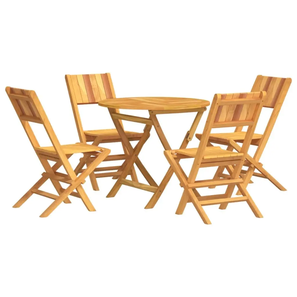 5 Piece Garden Dining Set Outdoor Furniture Teak Wood Table Chairs Folding