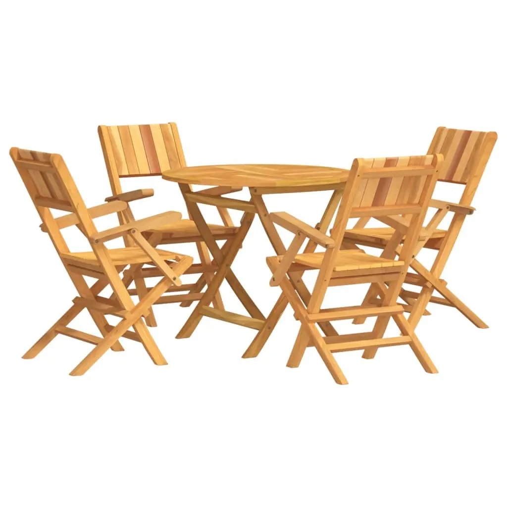 Teak Wood Outdoor Dining Set with Foldable Chairs