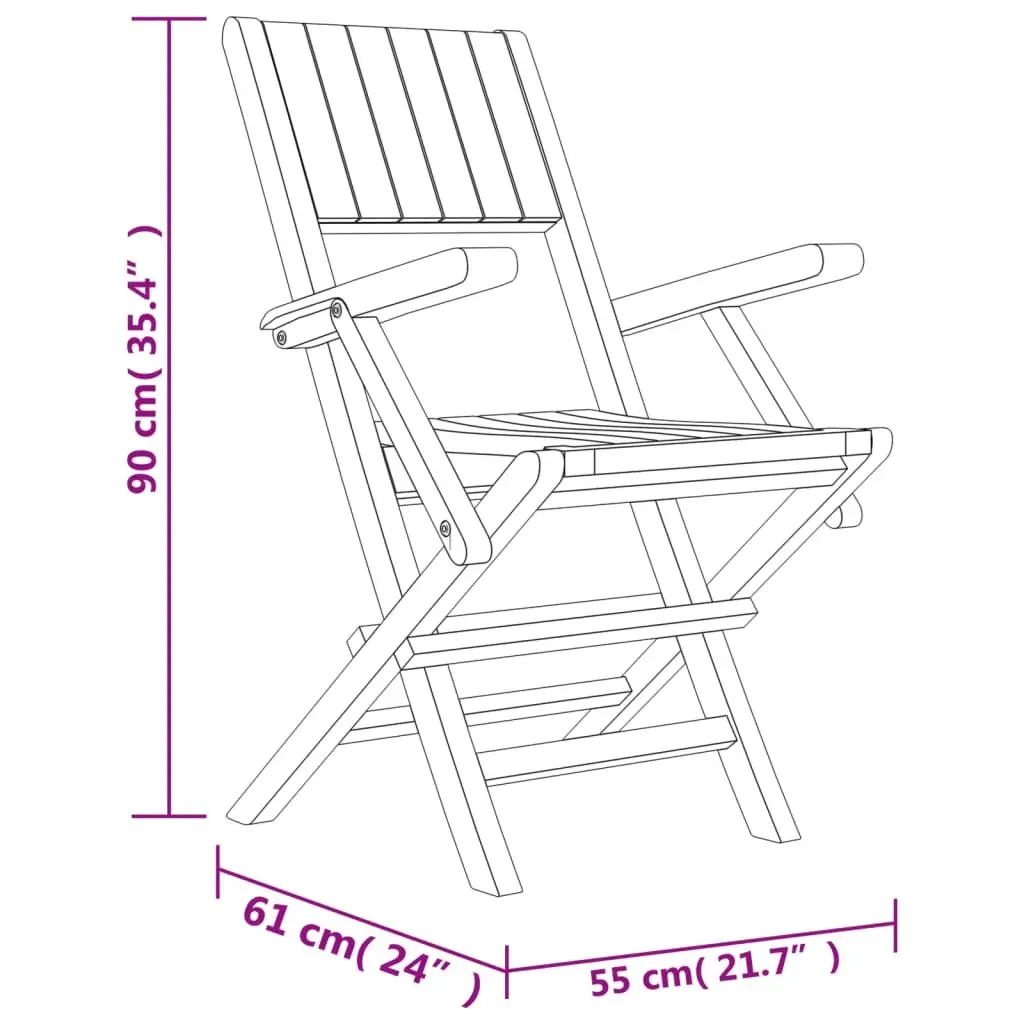 Teak Wood Outdoor Dining Set with Foldable Chairs