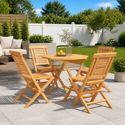 Sturdy Wooden 5 Piece Garden Dining Set for Outdoor Enjoyment