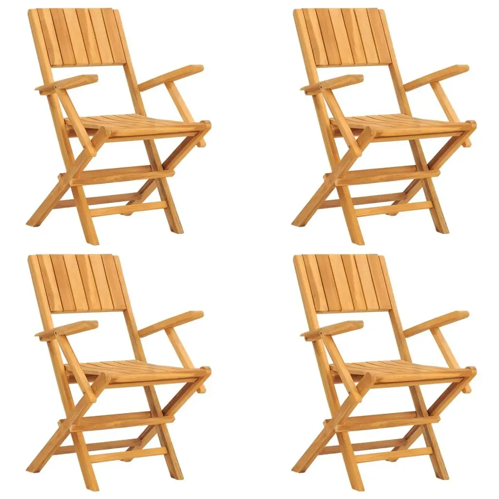 Garden Dining Set Solid Teak Wood 5 Piece Outdoor Patio Table Chairs Brown