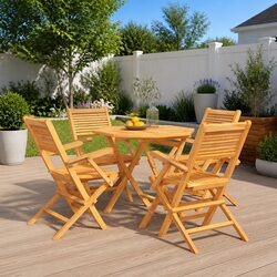 5-Piece Wooden Garden Dining Set with Slatted Design