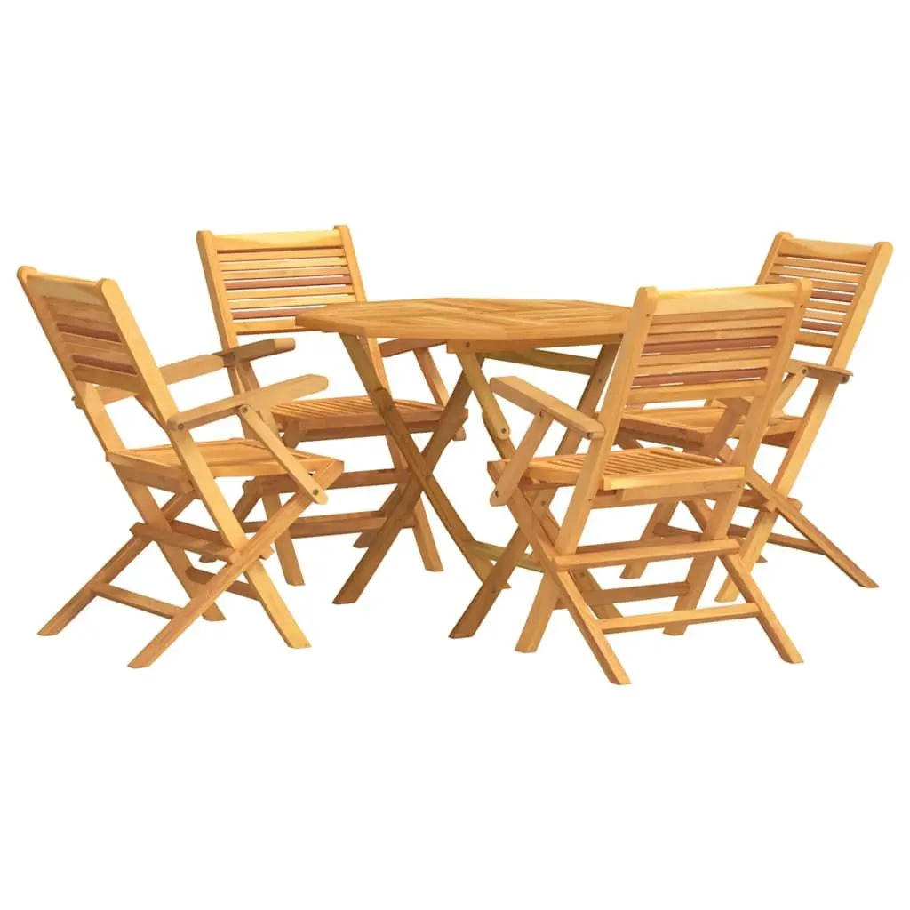 Garden Dining Set 5 Piece Outdoor Wooden Table Chairs Folding Slatted Design