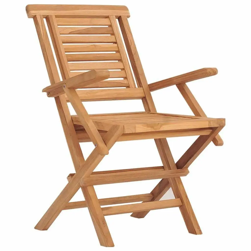 Garden Dining Set Solid Teak Wood 5 Piece Brown Outdoor Furniture Table Chairs Foldable Backrest