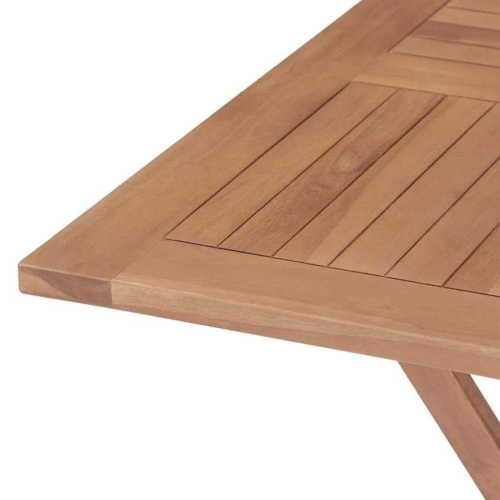Garden Dining Set Solid Teak Wood 5 Piece Brown Outdoor Furniture Table Chairs Foldable Backrest