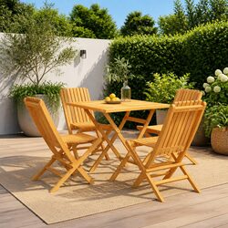 Durable 5 Piece Outdoor Garden Dining Set in Brown Wood