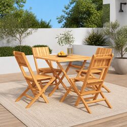 5 Piece Garden Dining Set Outdoor Patio Table and Chairs Backrest