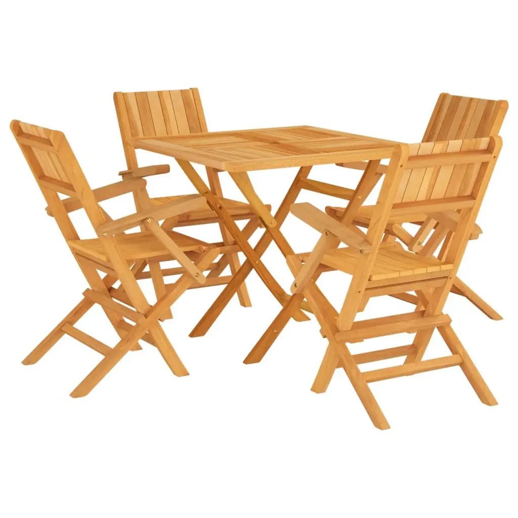 5 Piece Outdoor Dining Set with Brown Teak Finish