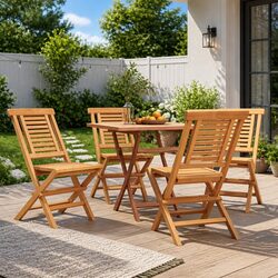 Folding Garden Chairs 4 pcs Outdoor Wooden Seating with Backrest Brown