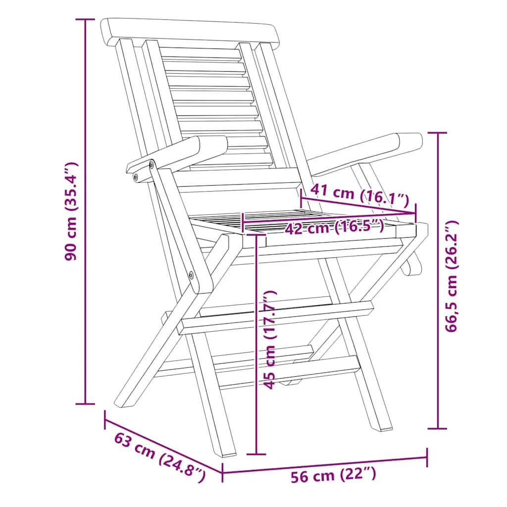 Folding Garden Chairs Solid Teak Wood 56 x 63 x 90 cm Brown 6 Piece