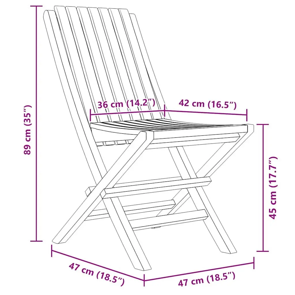 Folding Garden Chairs Set 4 pcs Outdoor Seating Solid Wood Slatted Design