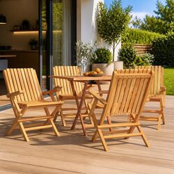 High-Quality Wooden Folding Garden Chairs 4 pcs