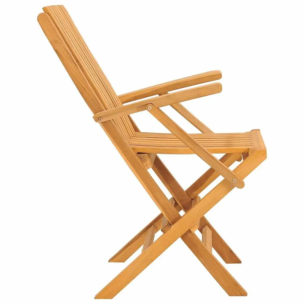 Folding Garden Chairs Solid Teak Wood Brown 4 Piece