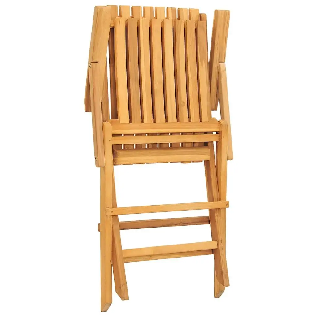 Folding Garden Chairs Solid Teak Wood Brown 4 Piece