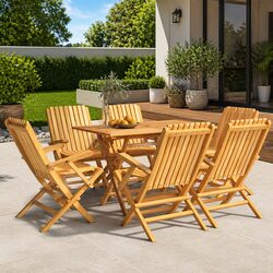 Solid Teak Folding Garden Chairs - 6 Piece Set for Outdoors