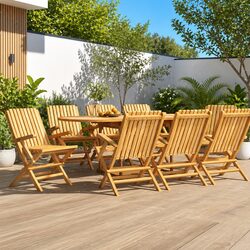 Premium Set of 8 Wooden Folding Garden Chairs
