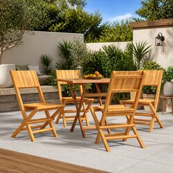 Outdoor Folding Chairs 4 pcs Solid Teak Wood Brown 47x61x90cm