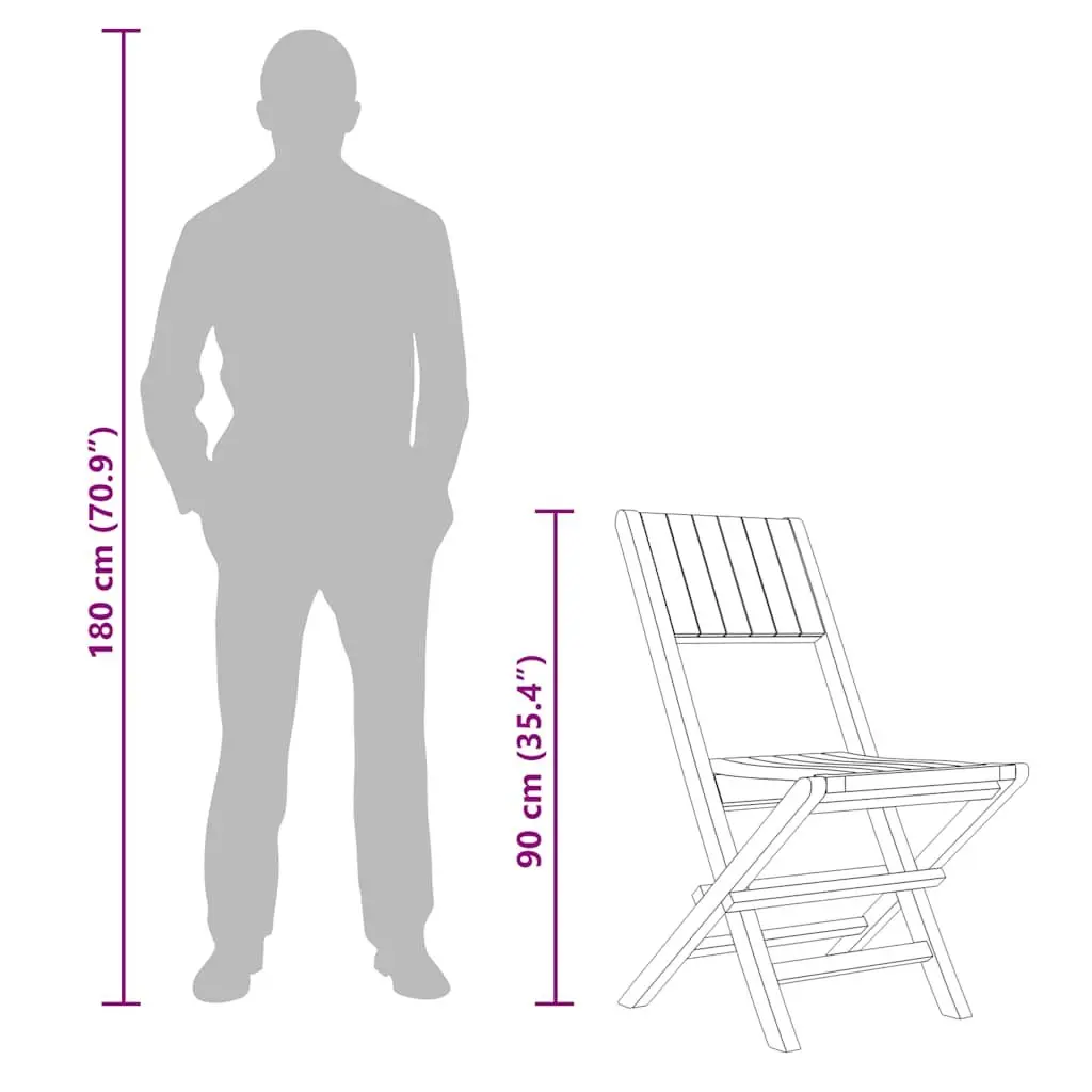 Teak Wood Folding Chairs Outdoor Seating Brown 47x61x90cm Set of 4