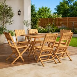 Folding Garden Chairs 6 pcs Outdoor Seating Wooden Slatted Design Backrest