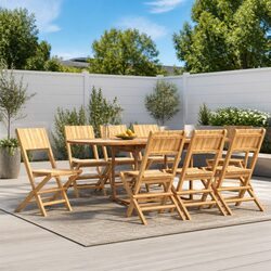 Solid Wood Folding Garden Chairs Set of 8
