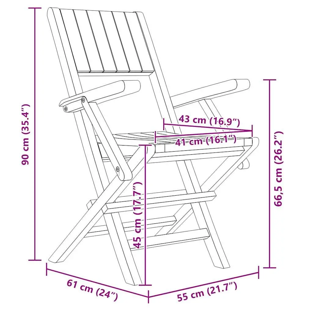Folding Garden Chairs 4 pcs Outdoor Seating Solid Wood Teak Brown 55x61x90cm
