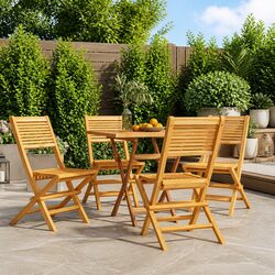 Sturdy Wooden Folding Garden Chairs Set of 4 for Outdoors