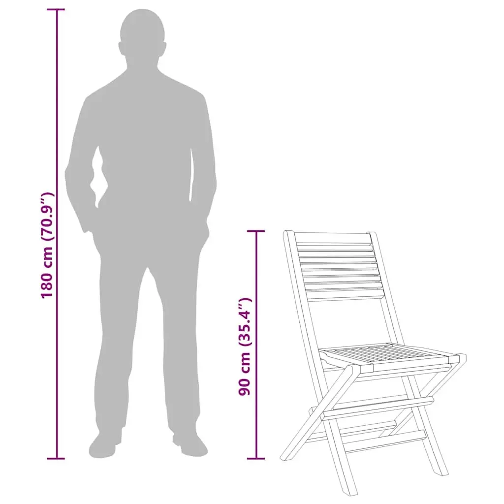Folding Garden Chairs Set of 4 Wooden Slatted Backrest