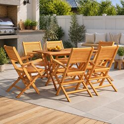 Durable Wooden Folding Garden Chairs Set of 6