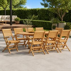 8-Piece Folding Garden Chair Set in Solid Teak Wood