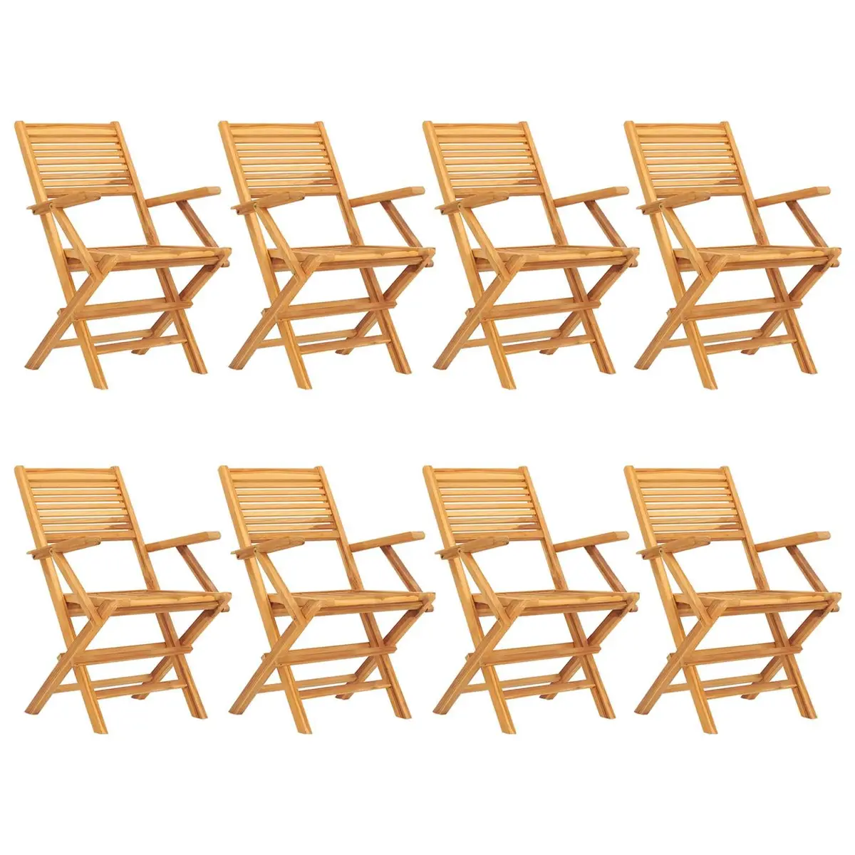 8-Piece Folding Garden Chair Set in Solid Teak Wood