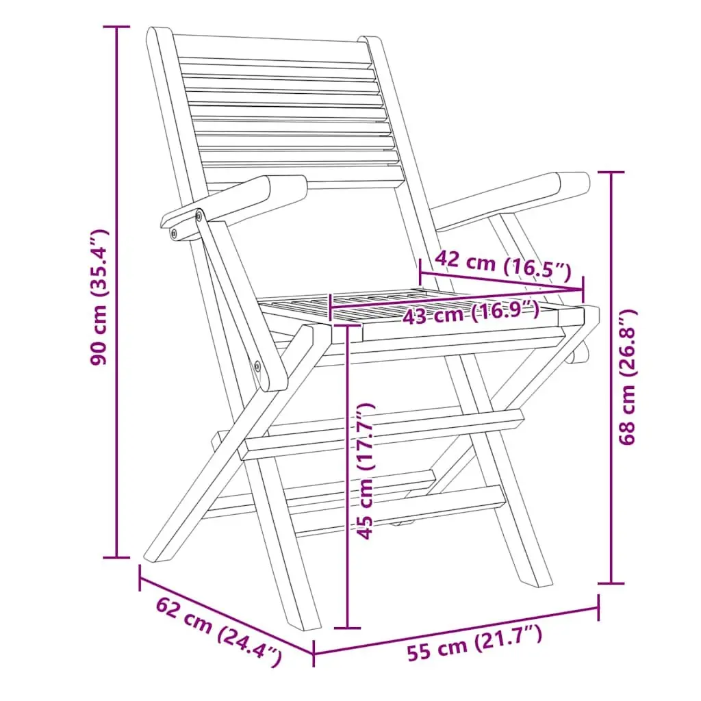 8-Piece Folding Garden Chair Set in Solid Teak Wood
