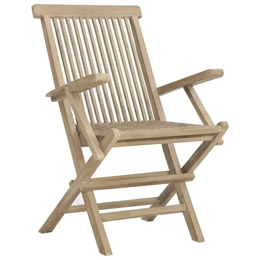 Folding Garden Chairs Solid Teak Wood 56x61x89 cm Grey 4 Piece