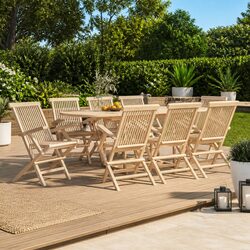Set of 8 Grey Folding Garden Chairs 56x61x89 cm Teak