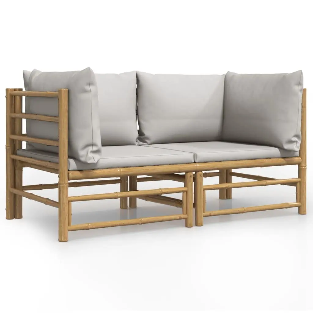 Bamboo Garden Corner Sofa Set with Grey Cushions