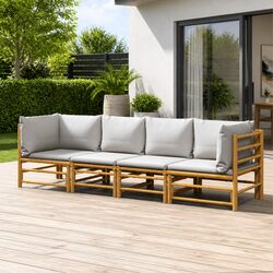 Sturdy 4 Piece Bamboo Lounge Set for Outdoor Living