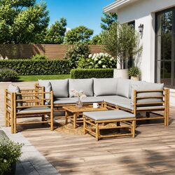 Bamboo Outdoor Lounge Set - 8 Piece Modular Furniture