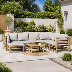 Premium Bamboo 8-Piece Outdoor Lounge Set with Cushions