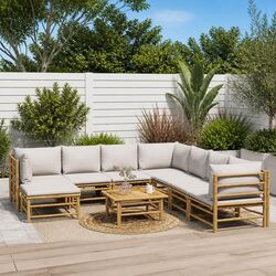 Garden Lounge Set 9 Piece Outdoor Furniture Patio Sofa with Cushions