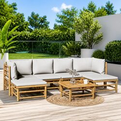 Premium Bamboo Lounge Set 7-Piece Outdoor Furniture