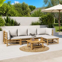 Elegant Bamboo Garden Lounge Set 6-Piece Outdoor Furniture