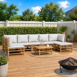Elegant 8-Piece Bamboo Outdoor Lounge Set with Cushions