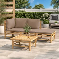 Bamboo Outdoor Lounge Set: 4-Piece Sofa & Table