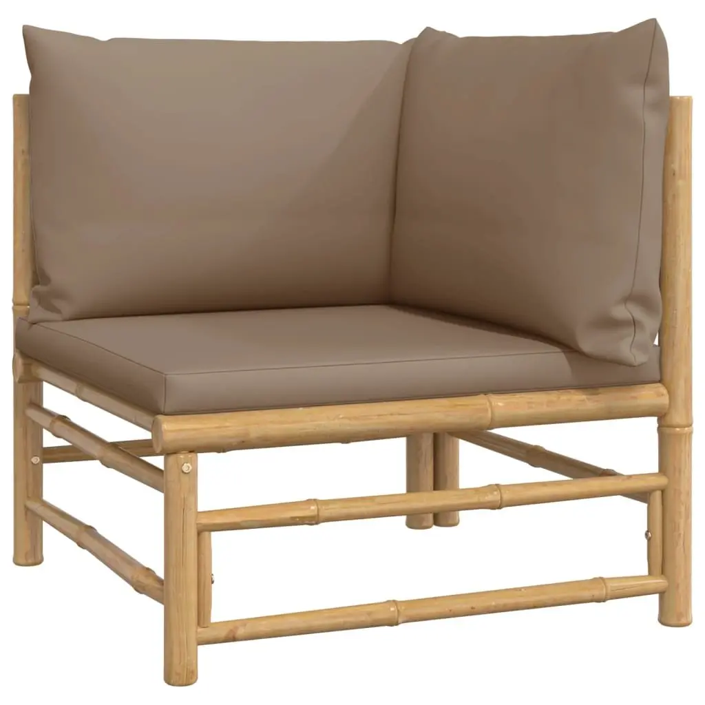 Bamboo Garden Lounge Set with Taupe Cushions
