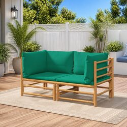 Elegant Bamboo Corner Sofa Set for Outdoor Spaces