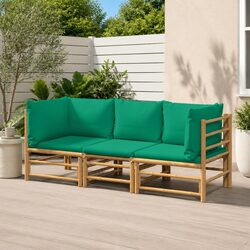 Stylish 3 Piece Bamboo Garden Lounge Set for Outdoors