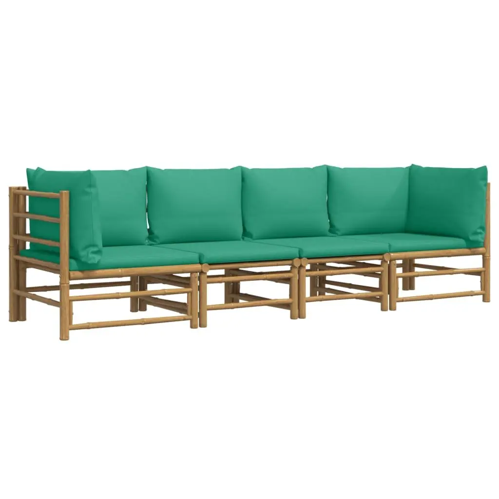 4 Piece Outdoor Lounge Set Brown Bamboo Modular Furniture with Cushions