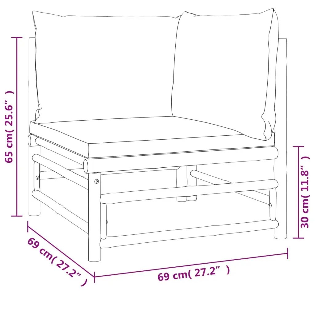 4 Piece Outdoor Lounge Set Brown Bamboo Modular Furniture with Cushions